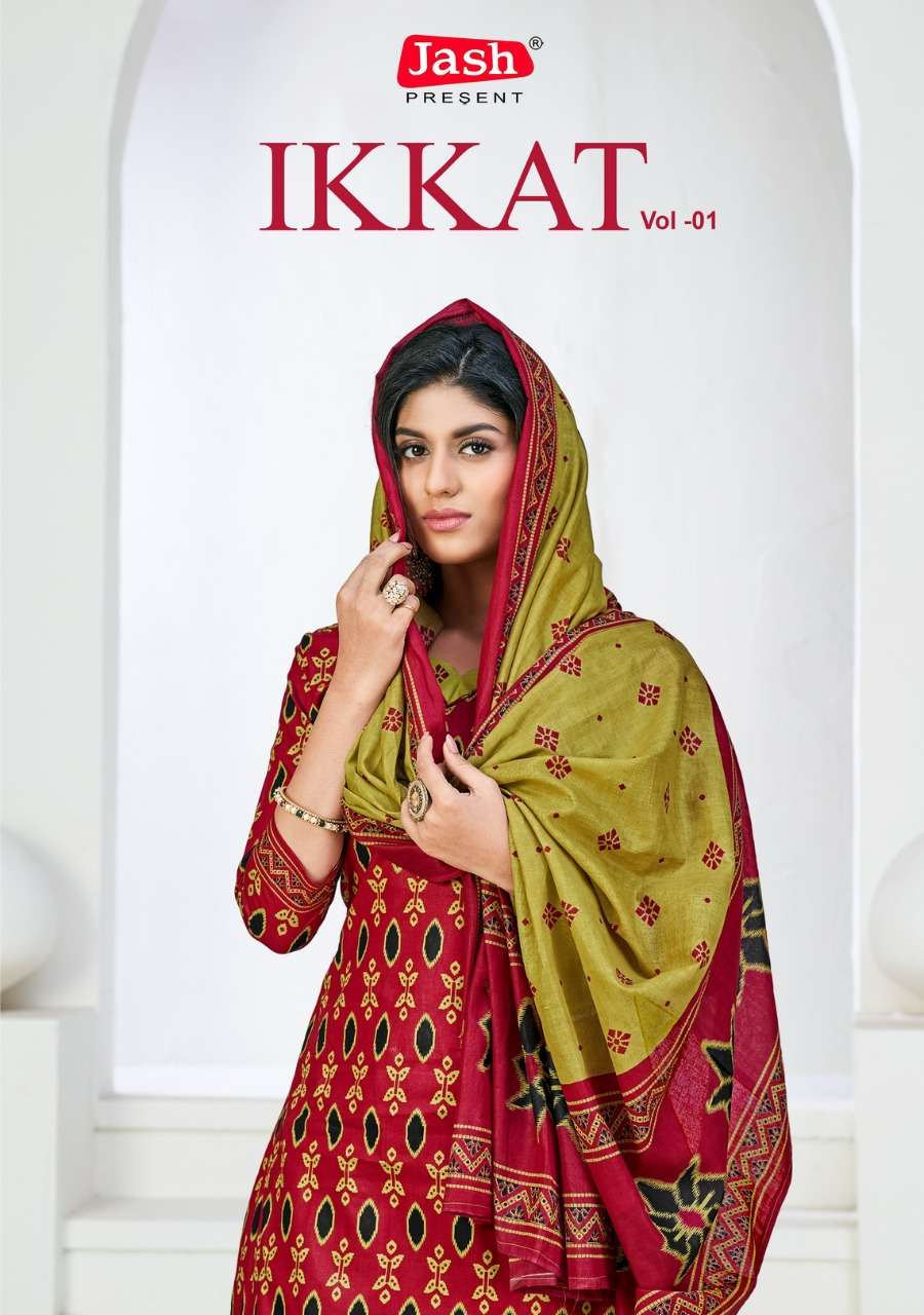 Ikkat-Pochampally Salwar-Suit Dress Material White - Indic Brands